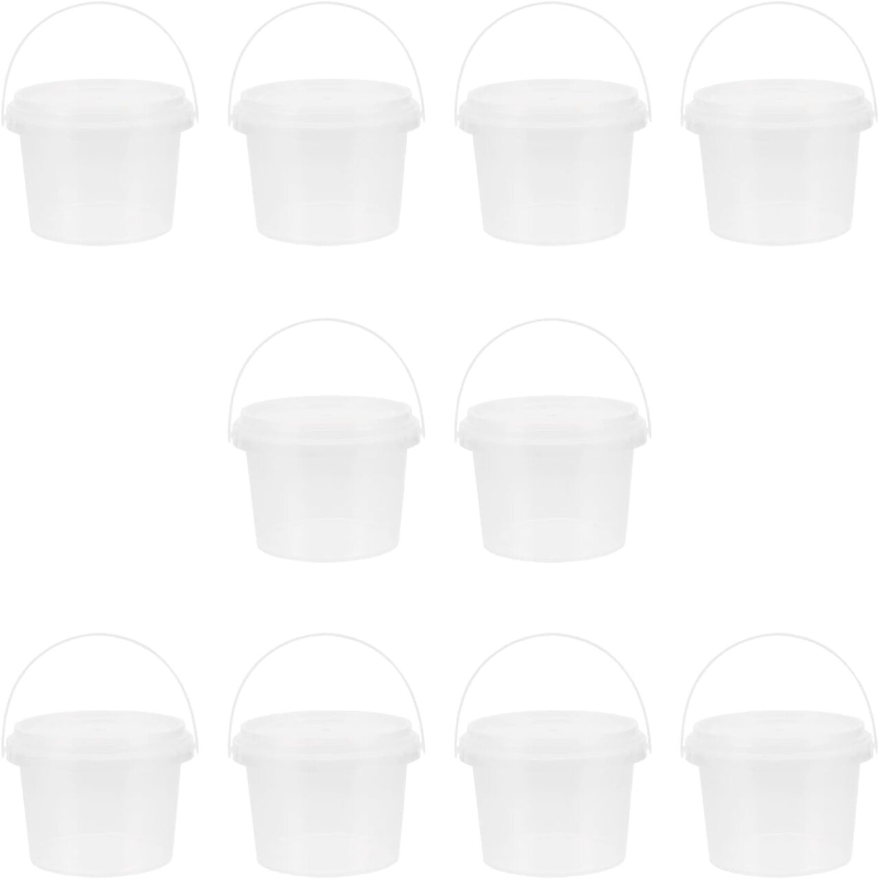 10Pcs Transparent Mini Storage Bucket Party Favor Cans (Transparent) 3.54"L x 3.54"W x 2.76"H